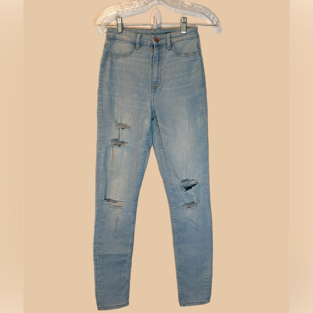 H&M Light Blue Distressed Skinny Jeans